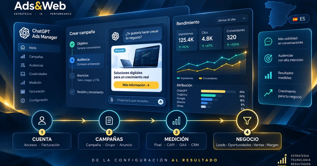 Cómo anunciarse en ChatGPT en España con ChatGPT Ads Manager en 2026